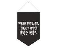 Yelolyio Bandiera da parete in tela con citazione ispiratrice "When I Am Silent, I Have Thunder Hidden Inside Wall Art Hanging Banner Home Office Decor 25 x 38 cm Tela Banner Regali di inaugurazione