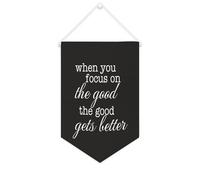 Yelolyio Bandiera da parete in tela con citazione ispiratrice When You Focus on The Good The Good Gets Better Wall Art Hanging Banner Home Office Decor 25 x 38 cm tela banner regali di inaugurazione