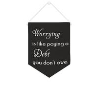 Yelolyio Bandiera da parete in tela con citazione ispiratrice "Worrying Is Like Paying A Debt You Don't Owe", decorazione da parete per casa e ufficio, 25,4 x 30,5 cm, striscione in tela per