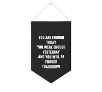 Yelolyio Bandiera da parete in tela con citazione ispiratrice You Are Enough Today, striscione da appendere per casa e ufficio, 25,4 x 38,1 cm, regalo per l'inaugurazione della casa
