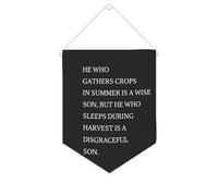 Yelolyio Bandiera da parete in tela con citazione motivazionale, con scritta in lingua inglese "He Who Gathers Crops in Summer Is A Wise Son", decorazione per casa e ufficio, 25,4 x 30,5 cm