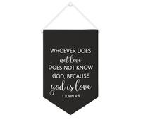 Yelolyio Bandiera da parete in tela con citazione motivazionale, con scritta in lingua inglese "Whoever Does Not Love Does Not Know God", decorazione per casa e ufficio, 25,4 x 38,1 cm, idea regalo
