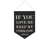 Yelolyio Banner in tela con scritta "If You Love Me,keep My Commands.John 14: 15", 25,4 x 30,5 cm, motivazionale, da appendere alla parete, decorazione da parete per camera da letto, cameretta dei