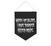 Yelolyio Banner in tela con scritta in inglese "When I Am Silent, I Have Thunder Hidden Inside", da appendere alla parete, decorazione per la casa, per soggiorno, camera da letto, ufficio, regali per