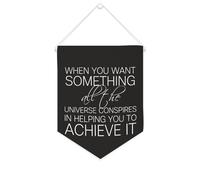 Yelolyio Banner in tela con scritta in inglese "When you want Something All The Universe Conspires in", 25,4 x 30,5 cm, da appendere alla parete, decorazione decorativa per camera da letto, cameretta