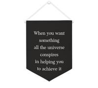 Yelolyio Banner in tela con scritta "When you want Something All The Universe", 30,5 x 40,6 cm, motivazionale, da appendere alla parete, decorazione da parete per camera da letto, cameretta dei