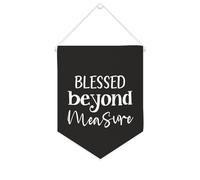 Yelolyio Blessed Beyond Measure - Striscione in tela motivazionale da appendere alla parete, striscione decorativo da parete, per soggiorno, camera da letto, ufficio, regali per le vacanze, 25,4 x