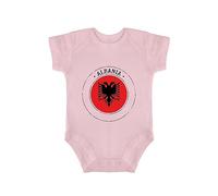 Yelolyio Body per neonati con bandiera dell'Albania a maniche corte, per bambine e ragazzi (0-3 mesi), colore nero, rosa, 3 Mesi