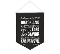 Yelolyio But Grow in The Grace And Knowledge of Our Lord - Striscione in tela motivazionale da appendere alla parete, 30,5 x 40,6 cm, decorazione da parete per camera da letto, cameretta dei bambini