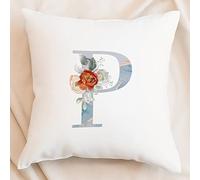 Yelolyio Copricuscino decorativo con lettere iniziali - Estetico femminile ragazze 26 lettere in velluto - Federa per cuscino con iniziali personalizzate, monogramma P, per letto, divano, 40 x 40 cm