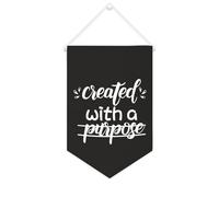 Yelolyio Creato con uno scopo banner in tela ispiratrice da appendere alla parete bandiera da parete decorazione per la casa opera d'arte per soggiorno, camera da letto, ufficio, regali per le vacanze