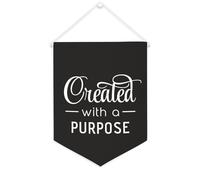 Yelolyio Creato con uno scopo banner in tela ispiratrice da appendere alla parete bandiera da parete decorazione per la casa opera d'arte per soggiorno, camera da letto, ufficio, regali per le vacanze