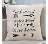 Yelolyio Federa per cuscino con scritta "Kind Heart Fierce Mind Brave Spirit", con cerniera, decorazione per la casa, divano, soggiorno, camera da letto, 50,8 x 50,8 cm