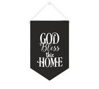 Yelolyio God Bless This Home - Striscione in tela con motivo motivazionale da appendere alla parete, 25,4 x 38,1 cm, decorazione da parete per camera da letto, cameretta dei bambini, decorazione per