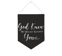Yelolyio God Knew My Heart Needed You, striscione in tela motivazionale da appendere alla parete, 25,4 x 30,5 cm, decorazione da parete per camera da letto, cameretta dei bambini, decorazione per la