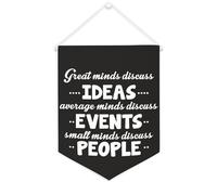 Yelolyio Great Minds Discuss Ideas - Striscione in tela motivazionale da appendere alla parete, striscione decorativo per la casa, per soggiorno, camera da letto, ufficio, regali per vacanze, 30,5 x