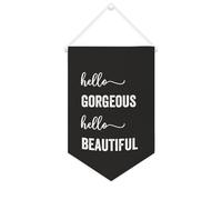 Yelolyio Hello Gorgeous, striscione in tela con scritta "Hello Beautiful", 25,4 x 38,1 cm, motivazionale, da appendere alla parete, decorazione per camera da letto, cameretta dei bambini, decorazione