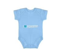 Yelolyio I Love Kazakistan Body per bambini monopezzo unisex per bambini a maniche corte in cotone tuta vestiti vestiti bandiera kazako body regalo neonato, 3 mesi nero, Blu, 9 Meses