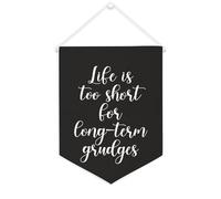 Yelolyio Life Is Too Short for Long-term Grudges, striscione su tela, 30,5 x 40,6 cm, motivazionale da appendere alla parete, decorazione da parete per camera da letto, cameretta dei bambini