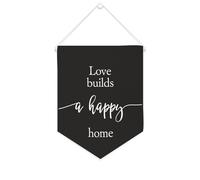 Yelolyio Love Builds A Happy Home, striscione in tela da appendere alla parete, 25,4 x 30,5 cm, decorazione da parete per camera da letto, cameretta dei bambini, decorazione per la casa