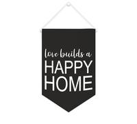 Yelolyio Love Builds A Happy Home, striscione in tela da appendere alla parete, 25,4 x 38,1 cm, decorazione da parete per camera da letto, cameretta dei bambini, decorazione per la casa