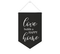 Yelolyio Love Builds A Happy Home, striscione in tela da appendere alla parete, 25,4 x 38,1 cm, decorazione da parete per camera da letto, cameretta dei bambini, decorazione per la casa
