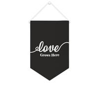 Yelolyio Love Grows Here, striscione su tela, 25,4 x 38,1 cm, motivazionale, da appendere alla parete, decorazione da parete per camera da letto, cameretta dei bambini, decorazione per la casa