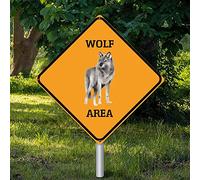 Yelolyio Lupo Area Warning Metal Sign Wolf Decor Noveltly Road Tin Metal Sign Attenzione Pericolo Animale Xing Street Sign Vintage Wall Decor per esterni interni 30 x 30 cm