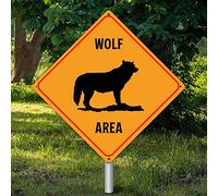 Yelolyio Lupo Area Warning Metal Sign Wolf Decor Noveltly Road Tin Metal Sign Attenzione Pericolo Animale Xing Street Sign Vintage Decorazione da parete per esterni interni 40 x 40 cm