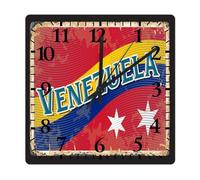 Yelolyio Orologio da parete quadrato con bandiera del Venezuela, orologio da parete grande, funzionamento a batteria, 38 cm, senza ticchettio, decorazione moderna per la casa per cucina, soggiorno,