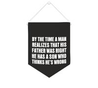 Yelolyio Striscione da parete con citazione ispiratrice "By The Time A Man Realizes That His Father Was Righ", decorazione per casa e ufficio, 25,4 x 30,5 cm, in tela, idea regalo per l'inaugurazione