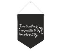 Yelolyio Striscione da parete in tela con citazione ispiratrice con scritta in lingua inglese "There Is Nothing Impossible to Him Who Will Try Wall Art Hanging Banner Home Office Decor 25,4 x 30,5 cm