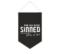 Yelolyio Striscione da parete in tela con citazione ispiratrice per tutti hanno peccato e cadono a corto di gloria di Dio, decorazione da parete per casa e ufficio, 25 x 38 cm, striscione in tela