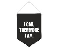 Yelolyio Striscione da parete in tela con citazione motivazionale, con scritta "I Can,therefore I Am Wall Art Hanging Banner Home Office Decor 25,4 x 30,5 cm banner su tela regalo per inaugurazione