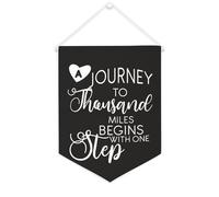 Yelolyio Striscione in tela con scritta "A Journey to Thousand Miles Begins with One Step", 30,5 x 40,6 cm, motivazionale, da appendere alla parete, decorazione da parete per camera da letto