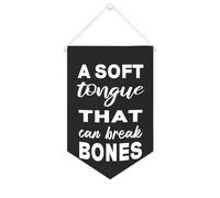 Yelolyio Striscione in tela con scritta "A Soft Tongue That Can Break Bones Inspirational Wall Hanging Flag Banner Wall Home Decorative Artwork for Living Room Office Holiday Gifts 25,4 x 38,1 cm