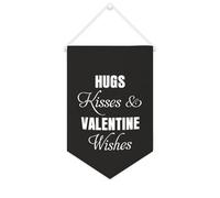 Yelolyio Striscione in tela con scritta "Abbracci, baci e auguri di San Valentino, 25,4 x 38,1 cm, motivazionale, da appendere alla parete, decorazione da parete per camera da letto, cameretta dei