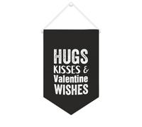 Yelolyio Striscione in tela con scritta "Abbracci, baci e auguri di San Valentino, 25,4 x 38,1 cm, motivazionale, da appendere alla parete, decorazione da parete per camera da letto, cameretta dei