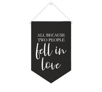 Yelolyio Striscione in tela con scritta "All Because Two People Fell in Love", 25,4 x 38,1 cm, motivazionale, da appendere alla parete, decorazione per camera da letto, cameretta dei bambini