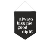 Yelolyio Striscione in tela con scritta "Always Kiss Me Goodnight", 25,4 x 30,5 cm, motivazionale, da appendere alla parete, decorazione per camera da letto, cameretta dei bambini, decorazione per la