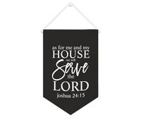 Yelolyio Striscione in tela con scritta "As for Me And My House We Will Serve The Lord Joshua 24:15", 25,4 x 38,1 cm, motivazionale, da appendere alla parete, decorazione da parete per camera da letto