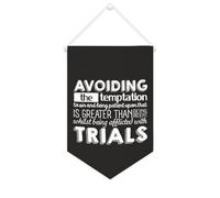 Yelolyio Striscione in tela con scritta "Avoiding The Temptation to Sin And Being Patient On That 25" x 38,1 cm, motivazionale da appendere alla parete, decorazione da parete per camera da letto
