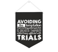 Yelolyio Striscione in tela con scritta "Avoiding The Temptation to Sin And Being Patient On That 30,5 x 40,6 cm, motivazionale, da appendere alla parete, decorazione da parete per camera da letto