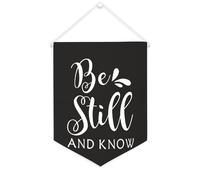 Yelolyio Striscione in tela con scritta "Be Still And Know", 30,5 x 40,6 cm, motivazionale, da appendere alla parete, decorazione decorativa per camera da letto, cameretta dei bambini, decorazione per