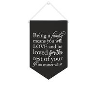 Yelolyio Striscione in tela con scritta "Being A Family Means", da appendere alla parete, decorazione per la casa, per soggiorno, camera da letto, ufficio, regali per le vacanze, 25,4 x 38,1 cm