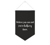 Yelolyio Striscione in tela con scritta "Believe You Can And You're Halfway There", 25,4 x 38,1 cm, motivazionale, da appendere alla parete, decorazione per camera da letto, cameretta dei bambini