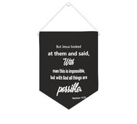 Yelolyio Striscione in tela con scritta "But Jesus Looked at Them And Said, With Man This Is Impossible 25,4 x 30,5 cm, motivazionale, da appendere alla parete, decorazione da parete per camera da