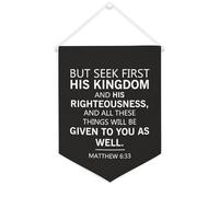 Yelolyio Striscione in tela con scritta "But Seek First His Kingdom And His Righteousness", 30,5 x 40,6 cm, motivazionale, da appendere alla parete, decorazione da parete per camera da letto