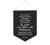 Yelolyio Striscione in tela con scritta "Do Not Be Anxious About Anything", 30,5 x 40,6 cm, motivazionale, da appendere alla parete, decorazione da parete per camera da letto, cameretta dei bambini