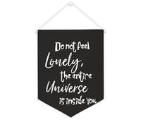 Yelolyio Striscione in tela con scritta "Do Not Feel Lonely, The Entire Universe Is Inside You", 30,5 x 40,6 cm, motivazionale, da appendere alla parete, decorazione da parete per camera da letto